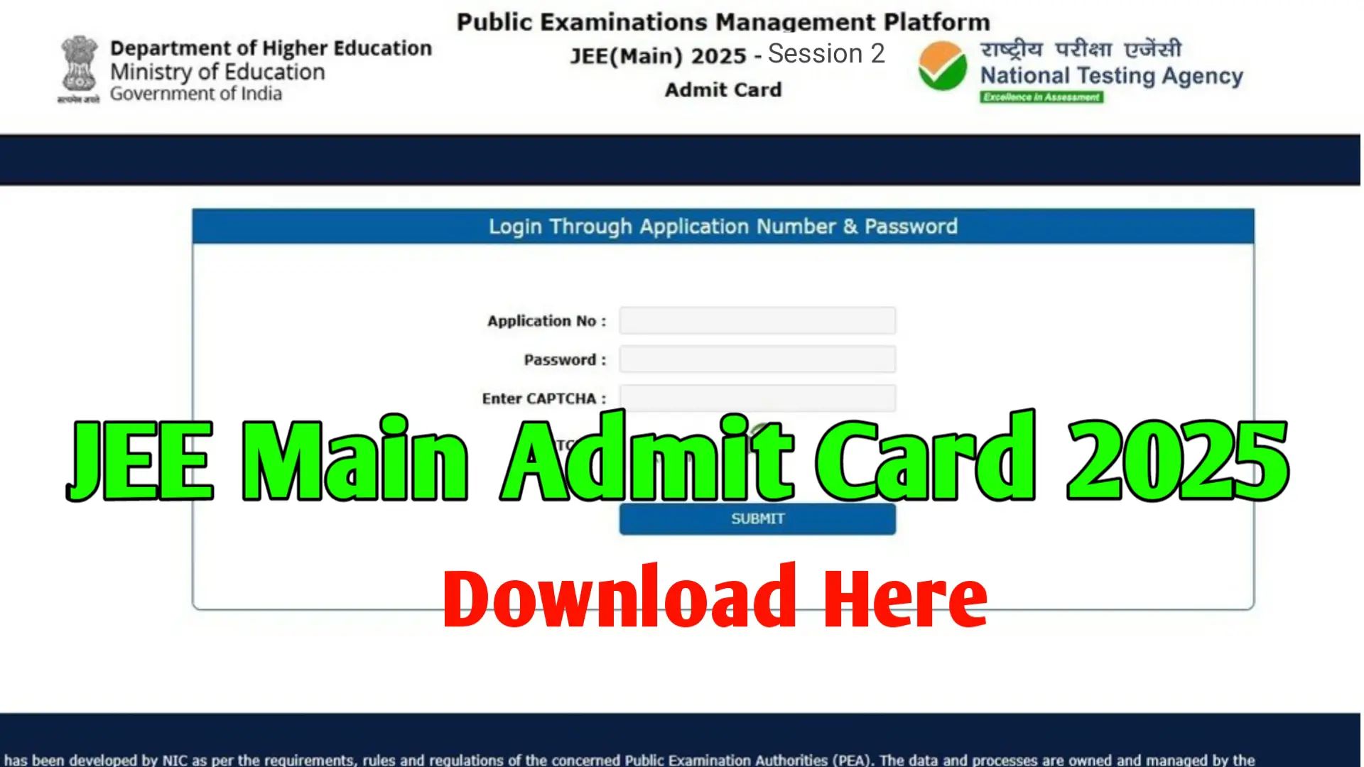 JEE Main Exam Admit Card 2025