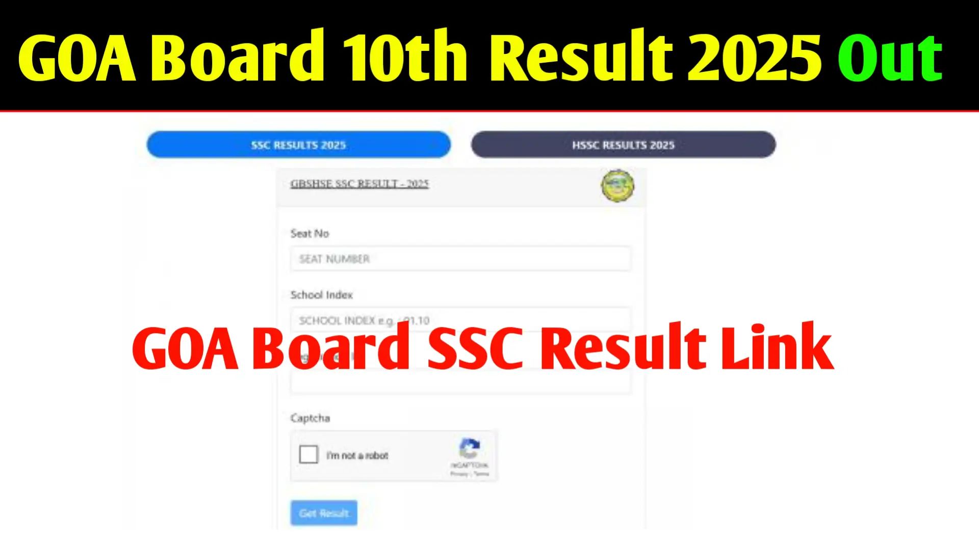 GOA Board 10th Result 2025